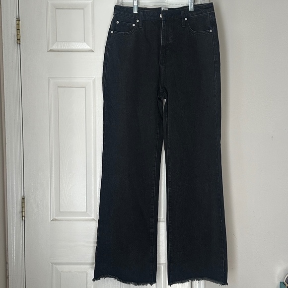 Princess Polly Black Wide Leg Long Jeans Recycled Cotton Size 8 Grunge Y2K - Picture 1 of 7